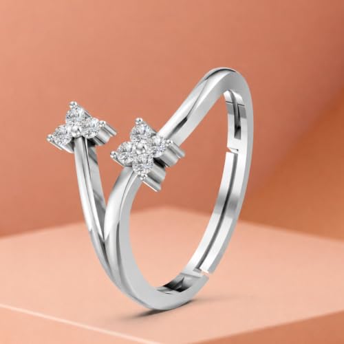 Image of Miss Highness 925 Sterling Silver Ring for Women | Floral Adjustable Ring | Certified Pure Silver Jewellery | Daily Wear Finger Rings | Gift for Wife, Girlfriend, Anniversary & Girls Birthday