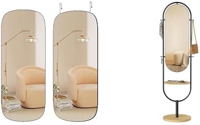 SONGMICS Full-Length Floor Mirror, 3-in-1, Modern Standing Full Body Boho Mirror, Arched Wall Mirror Full Length, 47.2" x 18.5" Mirror for Wall Door ULFM007Y01 & ULFM010B01