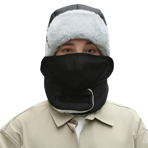 Gorro de invierno | Gorro grueso e impermeable | Gorro cálido con orejeras para correr, trabajo, senderismo, pesca, conducción, viajes al aire libre, hombres, mujeres y adultos, NEGRO