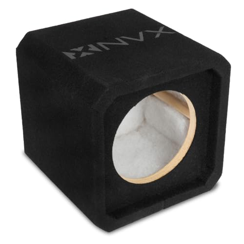 NVX NE81S Single 8 Sealed Subwoofer Enclosure 0.45 Cu Ft MDF Sub Box with Polyfill Spring Terminals Black Carpet Finish