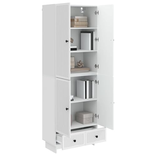 Armarios de salón blanco brillante moderno aparador y mueble de pared juego de 2 piezas de madera 4