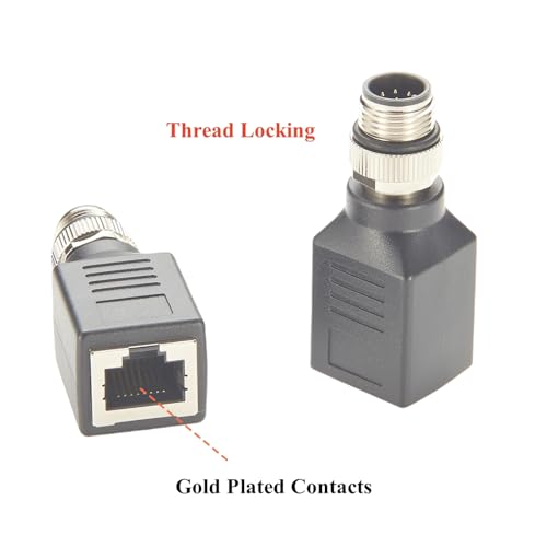 Adaptador Industrial M12 a RJ45 Cat6 Shielded IP67 Negro miniatura 3