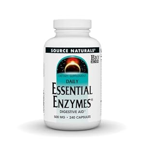 Source Naturals Essential Enzymes 500mg Bio-Aligned Multiple Enzyme Supplement Herbal Defense for Digestion, Gas, Constipation & Bloating Relief – Supports Immune System – 240 Capsules