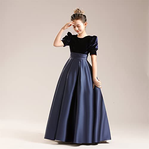 Velvet Short Sleeve Girl's Party Dress Prom Ball Gown Pageant Dress2