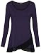 Laksmi Crew Neck Tops, Autumn Long Sleeve Knit Chiffon Patchwork Loose Fashion Office Wear Tunic Tops,Dark Violet XX-Large
