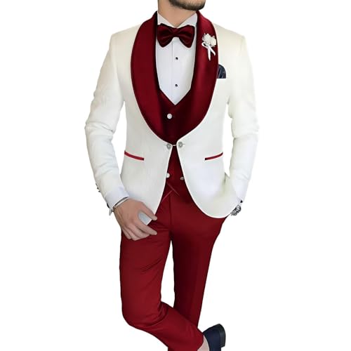 Tuxedo for Men 3 Piece Floral Suits Tuxedo Slim Fit Wedding Suit for Men Jacket Vest Pant Set1