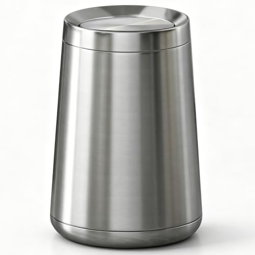 10L / 2.6Gal Small Bathroom Trash Can, Silver Waste Basket