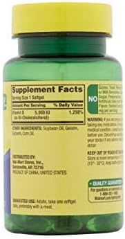 Spring Valley Vitamin D-3 Maximum Strength Softgels 5000 Iu Dietary Supplement, 100 ct (2 Pack)