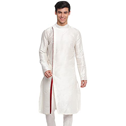 Image of Sanwara Sanwara Men Deep Blue Solid Pattern Straight Kurta