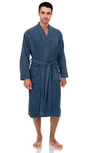 Towelselections Mens Robe, Cotton Kimono Terry Cloth Bathrobe, Towel Bath Robe For Men X-Large/Xx-Large Moonlight Blue #TOP2
