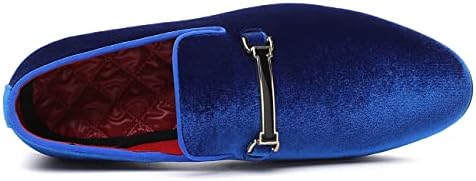 Santimon Dress Loafers Velvet Horsebit Buckle Flat Driving Moccasin Shoes for Men 8.5 Blue US | Image 2