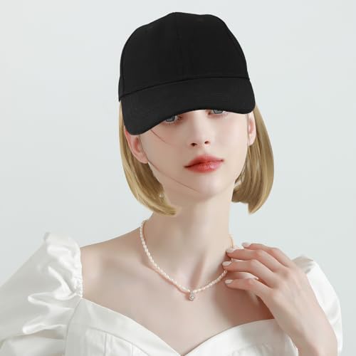 Hat Wig Golden Hat Straight Hair Wig Blonde Wig Hat for Black Women Hat with Hair for Women Short Baseball Cap Hair Accessories for Women Hair Cap - Image 2