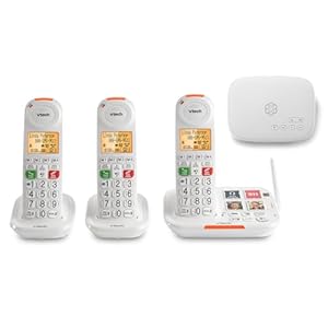 Ooma Senior Internet Home Phone Service Bundle with 24/7 Concierge Plan. Personal Setup Assistance, Address-Based 911 and Text alerts, Call Blocking. 3 Amplified handsets, Photo dial, Visual Ringer.