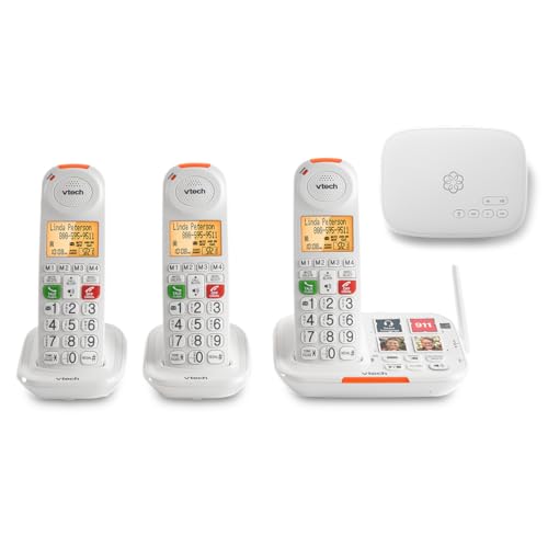 Ooma Senior Internet Home Phone Service Bundle with 24/7 Concierge Plan. Personal Setup Assistance, Address-Based 911 and Text alerts, Call Blocking. 3 Amplified handsets, Photo dial, Visual Ringer.