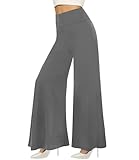 QGGQDD Wide Leg Palazzo Pants for Women - Casual Soft High Waist Lounge Pants Loose Comfy Stretchy Trousers Grey