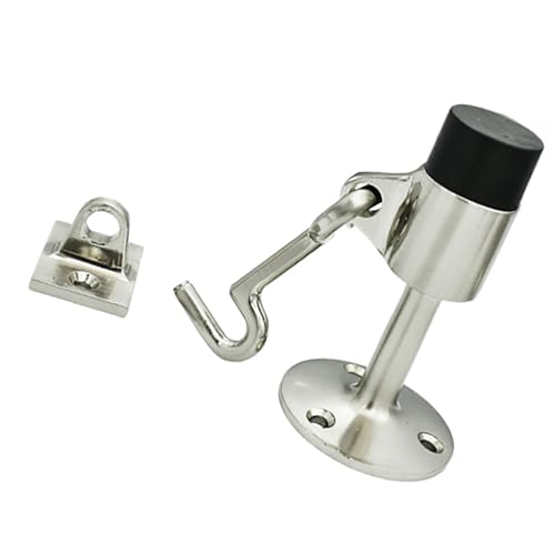 Tope de puerta con gancho, soporte de puerta montado en la pared, topes de puerta con amortiguador de sonido, parachoques de goma duradero, aleaciones de zinc, topes de puerta