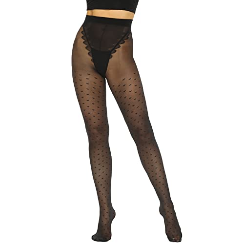 Image of MANZI 20D Polka Dot Tights for Women Patterned Stockings for Women Sheer Ultra Thin High Waist Pantyhose