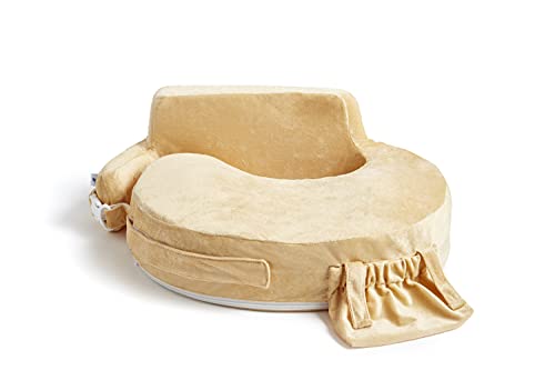 Image of My Brest Friend Super Deluxe Nursing Pillow for Breastfeeding and Bottlefeeding with Lumbar Support, Convenient Pocket and Removable Slipcover, Gold