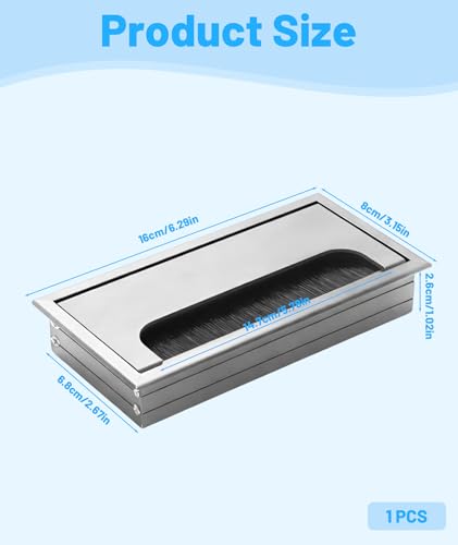 Image of Aluminum Alloy Wire Organizer For Table, Desk Cable Grommet Hole, Square Grommet Aluminum Cable Cover 160 X 80mm Wire Hole Cover Outlet For Management Office Computer Desk Wires