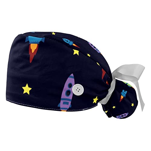 Casquettes de travail ajustables JDEZ 2 pièces motif spatial avec bandeau absorbant front