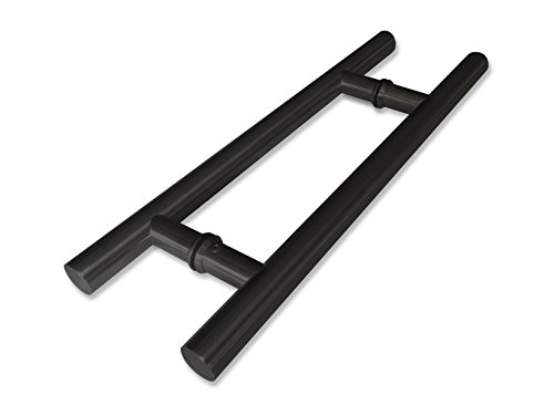 Nhn Modern & Contemporary Double-Sided Ladder Style Push-Pull Stainless Door Handle For Steel, Aluminum And Glass Doors, Brushed Stainless Steel Finish (18 Inch, Matte Black) #TOP12