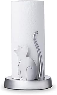 Meow Upright Paper Towel Holder by Everyday Solutions - Cat Design - Cat Tail Tension Spring Prevents Unraveling - Stainless Steel Construction - Heavy Base for Upright Mounting on Countertop or Table