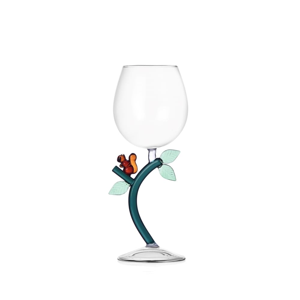 Ichendorf Milano Animal Farm Collection Scoiattolo Goblet, 35 cl, Borosilicate Glass, Handmade