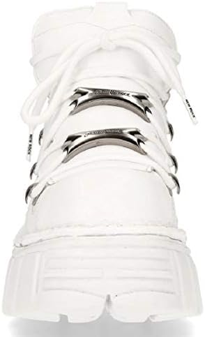 New Rock 106N-S8 PLATFORM SHOES Metallic White Leather Biker Punk Gothic Boots 46 | Image 3