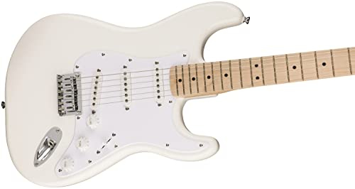 squire sonic stratocaster ht electric guitar arctic white maple fingerboard white pickguard