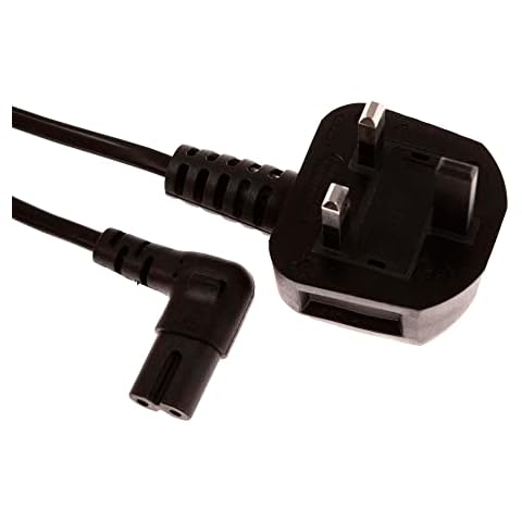 CDL Micro 0.5m 1ft 90 Degree IEC C7 Figure 8 to UK 3 Pin Mains Plug Lead Right Angle RA Cable Lead - Black Cover