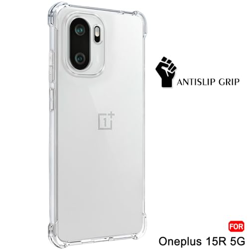 Image of TheGiftKart Shockproof Back Cover Case for OnePlus 15R 5G | Raised Bumps for Camera & Screen Protection | Ultra Clear Soft Silicone Back Cover Case for OnePlus 15R 5G (TPU, Transparent)
