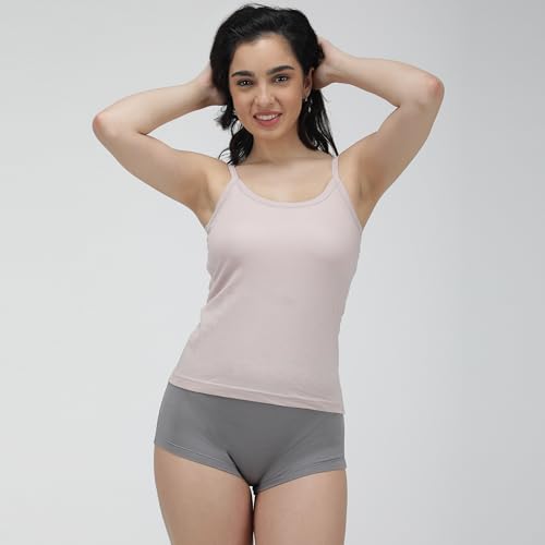 Image of Amul Comfy Pack of 3 Pure Cotton Soft Light Weight Solid Women Camisole(Assorted Colours May Vary)