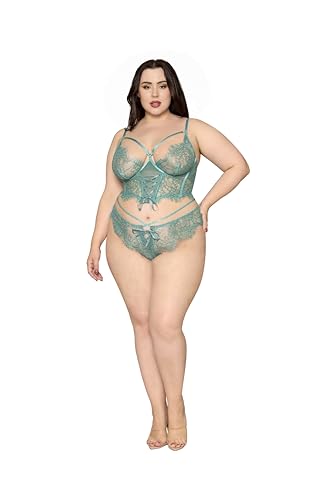 Bustier court et string en dentelle agate lingerie grande taille sexy chic