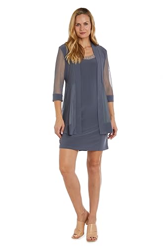 Image of R&M Richards Women's Petite Glitter Trim Jacket Dress