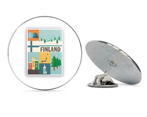 Finland Round Metal 0.75" Lapel Pin Hat Shirt Pin Tie Tack Pinback2
