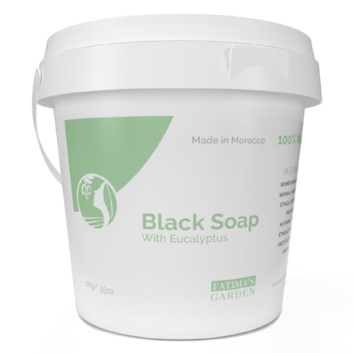 Fatima's Garden Savon Noir à l'Eucalyptus - Nettoyant Purifiant, 1kg
