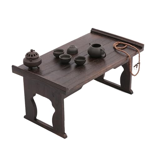 Mesa auxiliar plegable de madera japonesa, mesa de té portátil de madera maciza para espacios pequeños, sala de estar, balcón, ventana de bahía, 80 x 45 x 40 cm