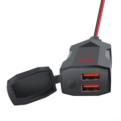 Yuanpgky Motorcycle USB PD Charger,For QC3.0 Quick Charge 12V/24V Socket, 30W Type-C Output, Waterproof Motorbike Handlebar Power Supply For Car/Boat(B)