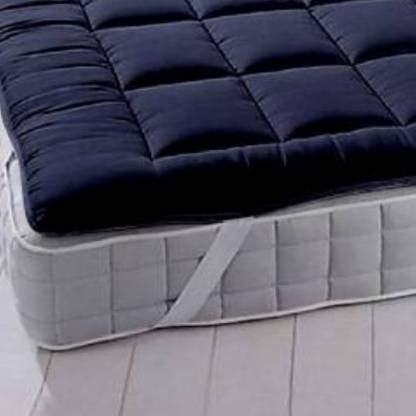 Image of Rajasthan Crafts Cotton Microfiber Double Bed King Size Mattress Topper /Padding, Waterproof (72Inch X 78Inch, Navy Blue)