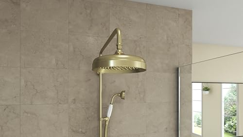 Image of Abbey 10 x 22 Shower Faucet Set with Handshower, Brushed Brass