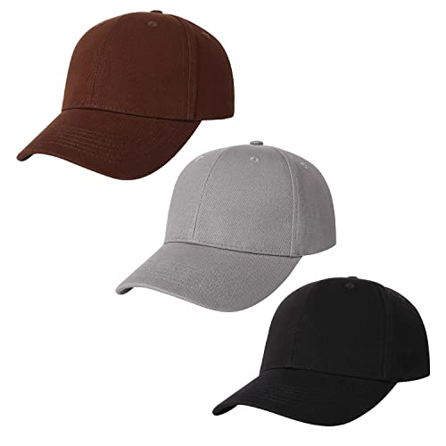 Image of 3 Pack Plain Cotton Strapback Baseball Hat Adjustable Low Profile Blank Team Ball Caps for Men Women