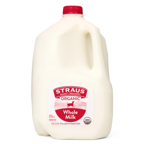 Straus Family Creamery Organic Whole Milk, Minimally Processed, Non-Homogenized, Cream Top, 1 Gallon