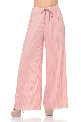 Auliné Collection Womens Solid Waistband Long Pleated Chiffon Palazzo Pants2
