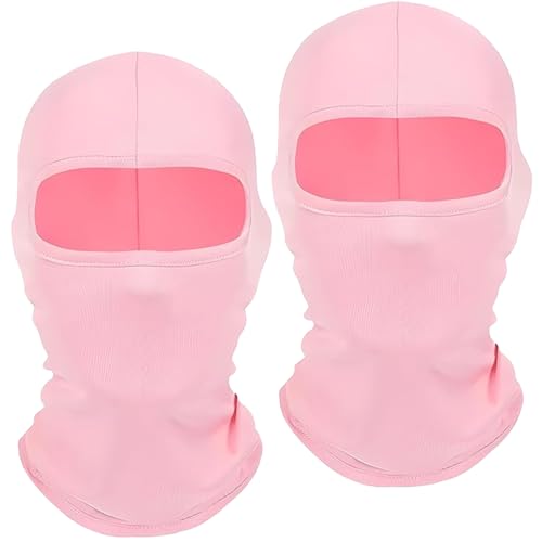 2Pack Full Face Cover Ski Mask Balaclava Shiesty Unisex Summer Cooling Hood Cap Neck Gaiter Windproof UV Protector Lightweight for Outdoor Sports Motorcycle Snowboard Travelling (Pink+Pink)