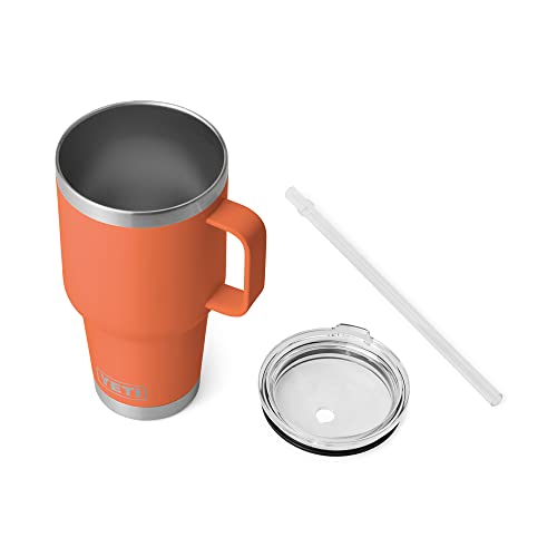 Image of YETI Rambler 35 oz Tumbler with Handle and Straw Lid, Travel Mug Water Tumbler, Vacuum Insulated Cup with Handle, Stainless Steel, High Desert Clay