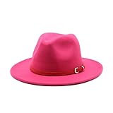 Style : haut-de-forme Fengyan Chapeaux Chapeau de jazz de mode européenne et américaine automne et hiver chapeau de feutre de couleur unie nouveau chapeau haut de forme en laine ( Couleur : Rosy , Taille : Medium(56-58cm)