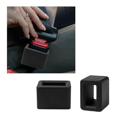 Augeny 2PCS Seat Belt Buckle Holder Silicone Auto Rear Seatbelt Buckle Booster to Makes Receptacle Stand Upright for Easy Access Universal Vehicle Seatbelt Buckle for Kids Black