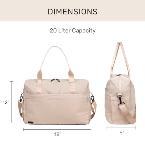 Image of Jadyn Austin Carry-On Travel Duffel Bag for Women, 18 inch Weekender Bag with Laptop Sleeve, Durable Material, and Trolley Sleeve, Ideal for Work, Gym, and Overnight Trips, Natural, 23L, Softside Carry-on
