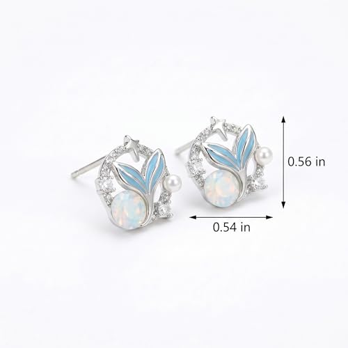 Image of Gold Starfish Mermaid Tail Dangle Drop Earrings for Women, Trendy Cute Pearl Fish Tail Shell Textured Hoop Dangling Earing Summer sea Beach Jewelry Gift.