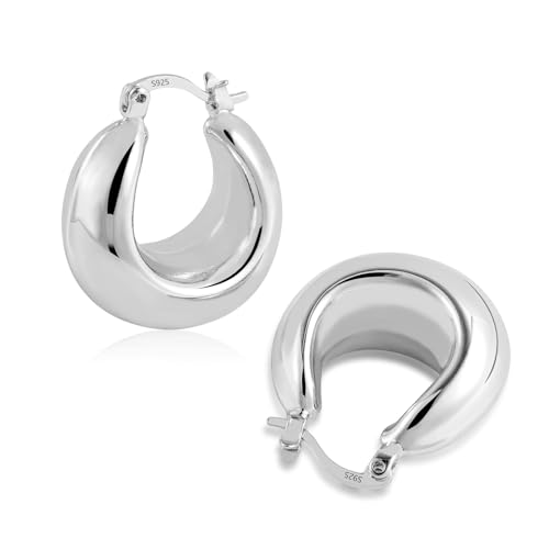 ALEXCRAFT Pendientes Aro Grueso Plata Mujer Pendientes De Gota Aros Gruesos